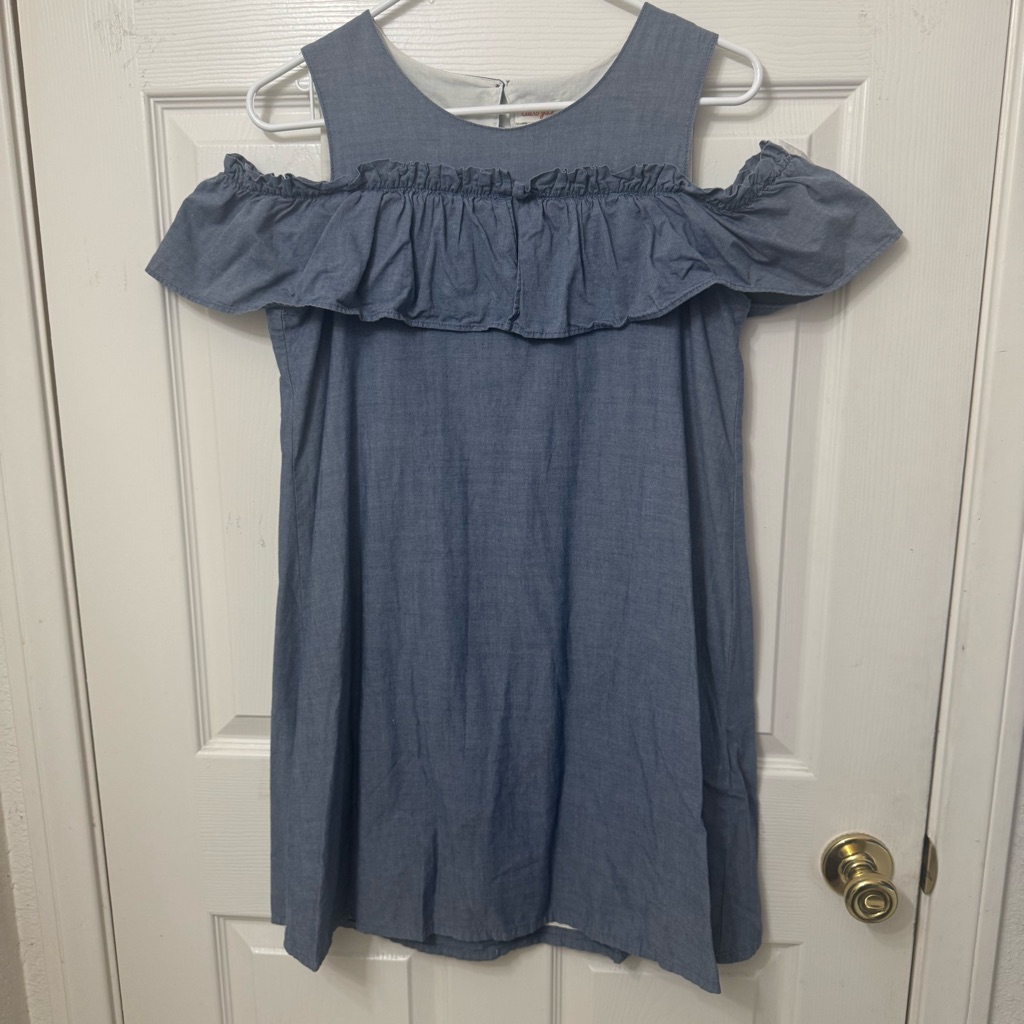 Cat & Jack Blue Chambray Cold Shoulder A-Line Tunic Dress Girls Size Xl 14/16